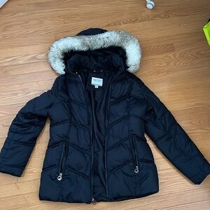 Warm Winter Jacket, Waterproof with Faux Fur Hood, Size Medium